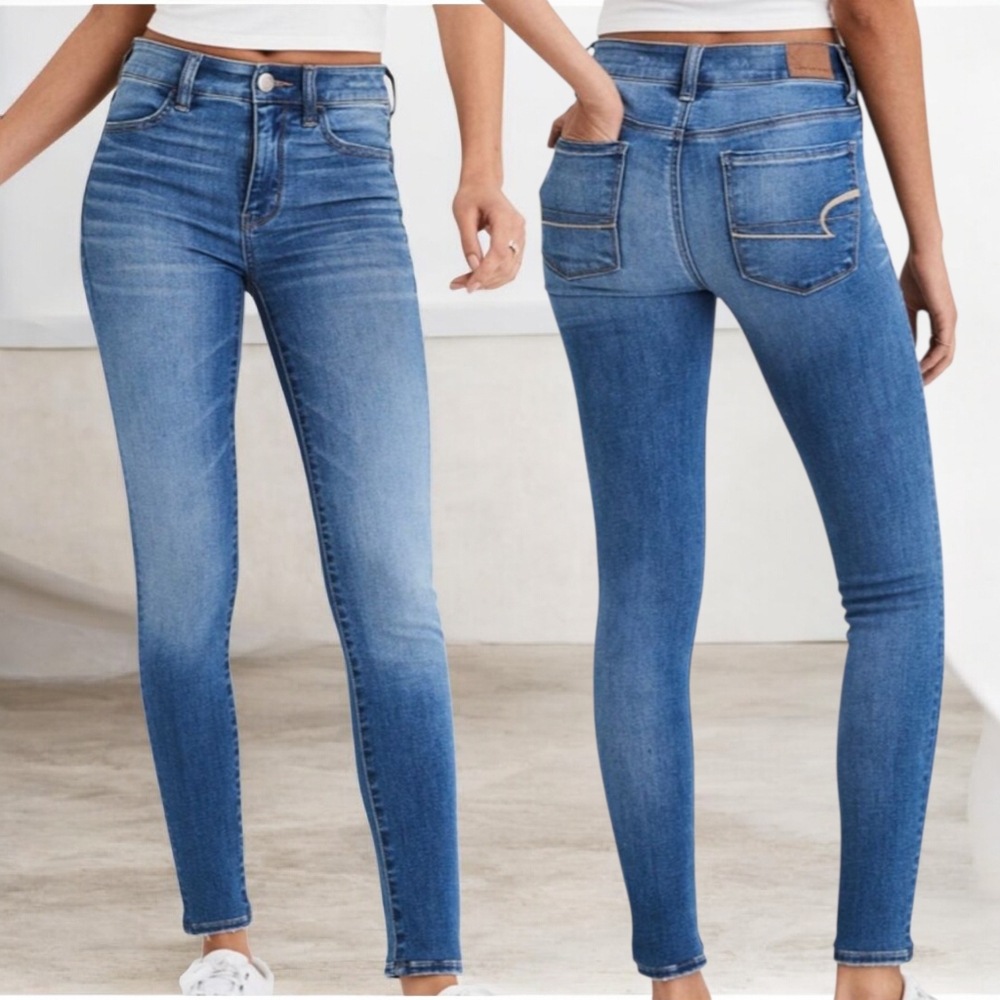 ♥️ American Eagle Outfitters Ne(x)y Level Super High Waist Blue Jegging Jeans